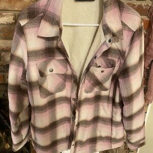 Free Country Pink and Brown Plaid Button Down Shirt